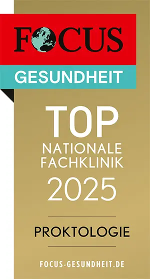 FOCUS-Siegel „TOP Nationale Fachklinik 2025 – Proktologie“ Allgemein- und Viszeralchirurgie Rems-Murr-Klinikum Winnenden