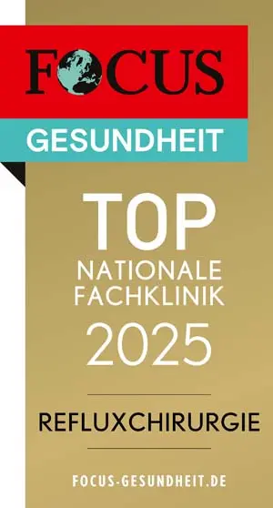 FOCUS-Siegel „TOP Nationale Fachklinik 2025 – Refluxchirurgie“ Rems-Murr-Kliniken Winnenden und Schorndorf